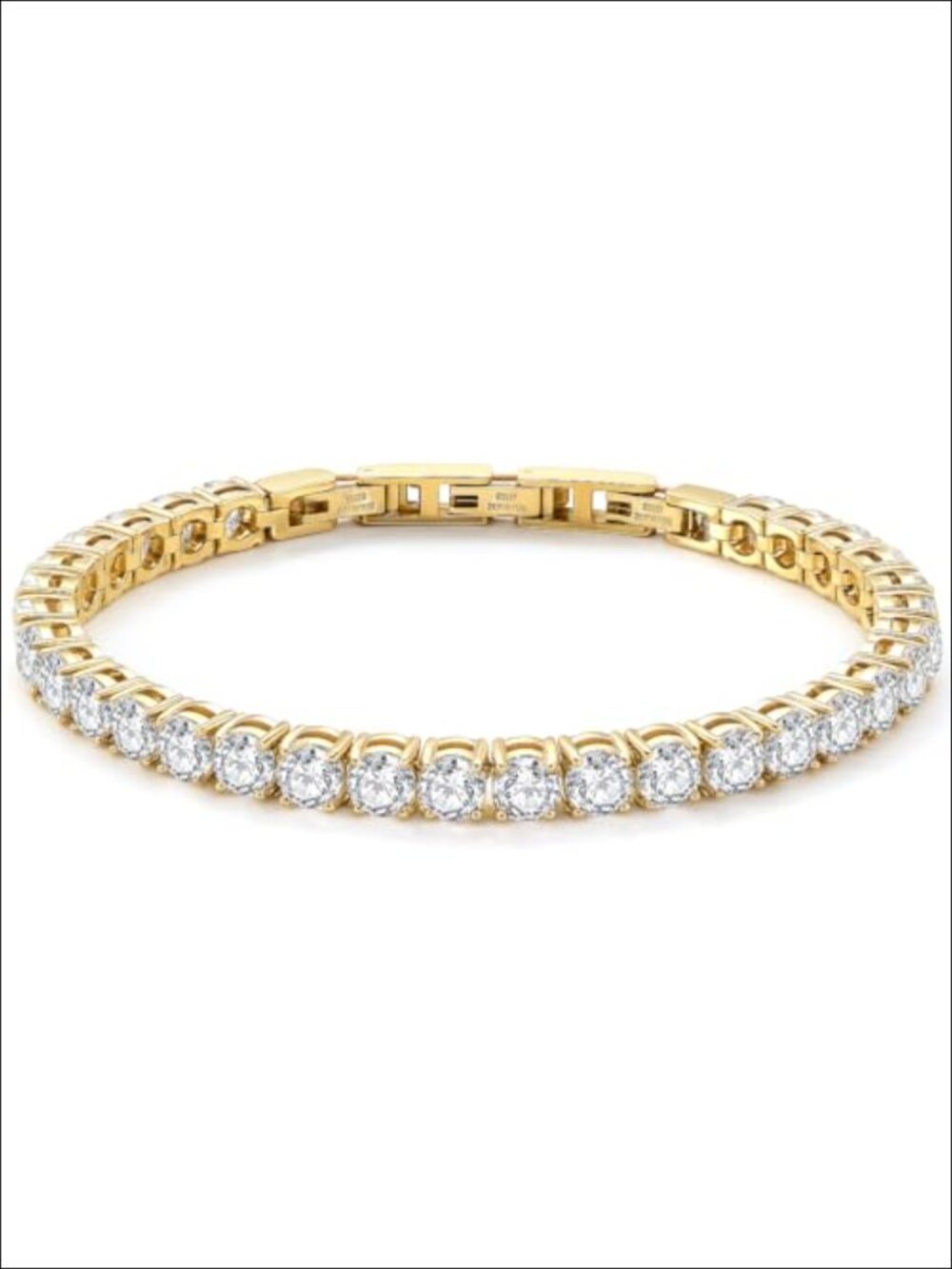 14K Gold Plated Stainless Steel Adjustable CZ Tennis Bracelet Cubic Zirconia
